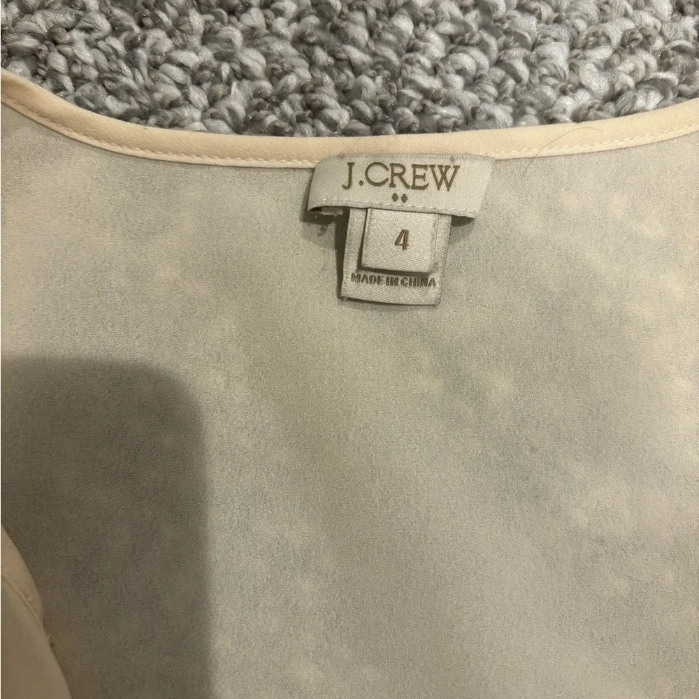 J. Crew Cream Blouse with Black Trim